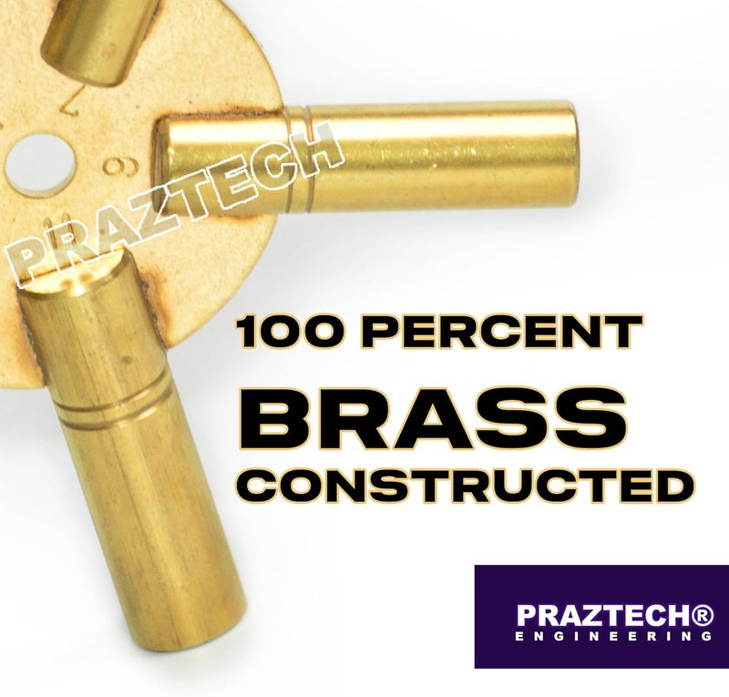 PRAZTECH ® 10‑in‑1 Solid Dual Brass Clock Winding Key Set – Universal Odd & Even Sizes 2 to 11 | For Mantel, Wall & Antique Clocks - Image 5